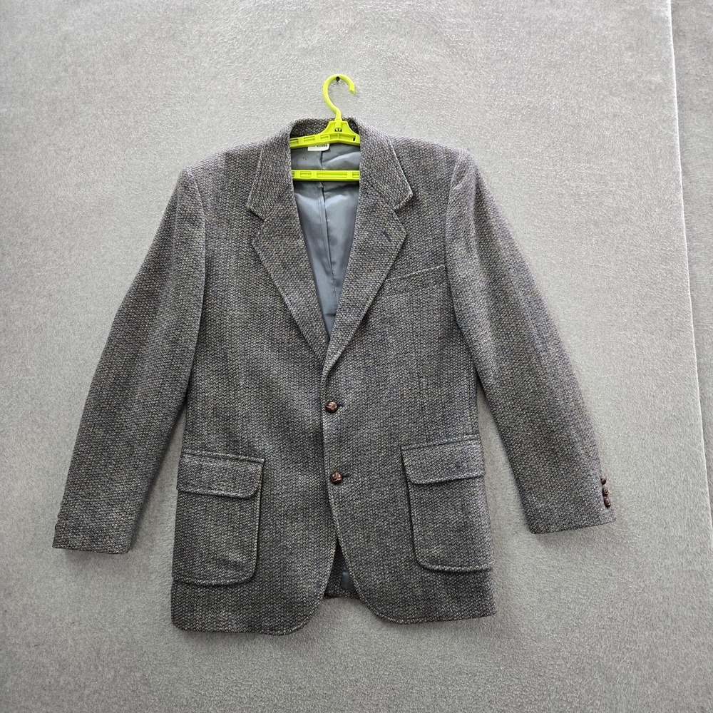 VINTAGE Pendleton Men Blazer 42 LONG Gray Geometric Sport Coat Two Wood Button